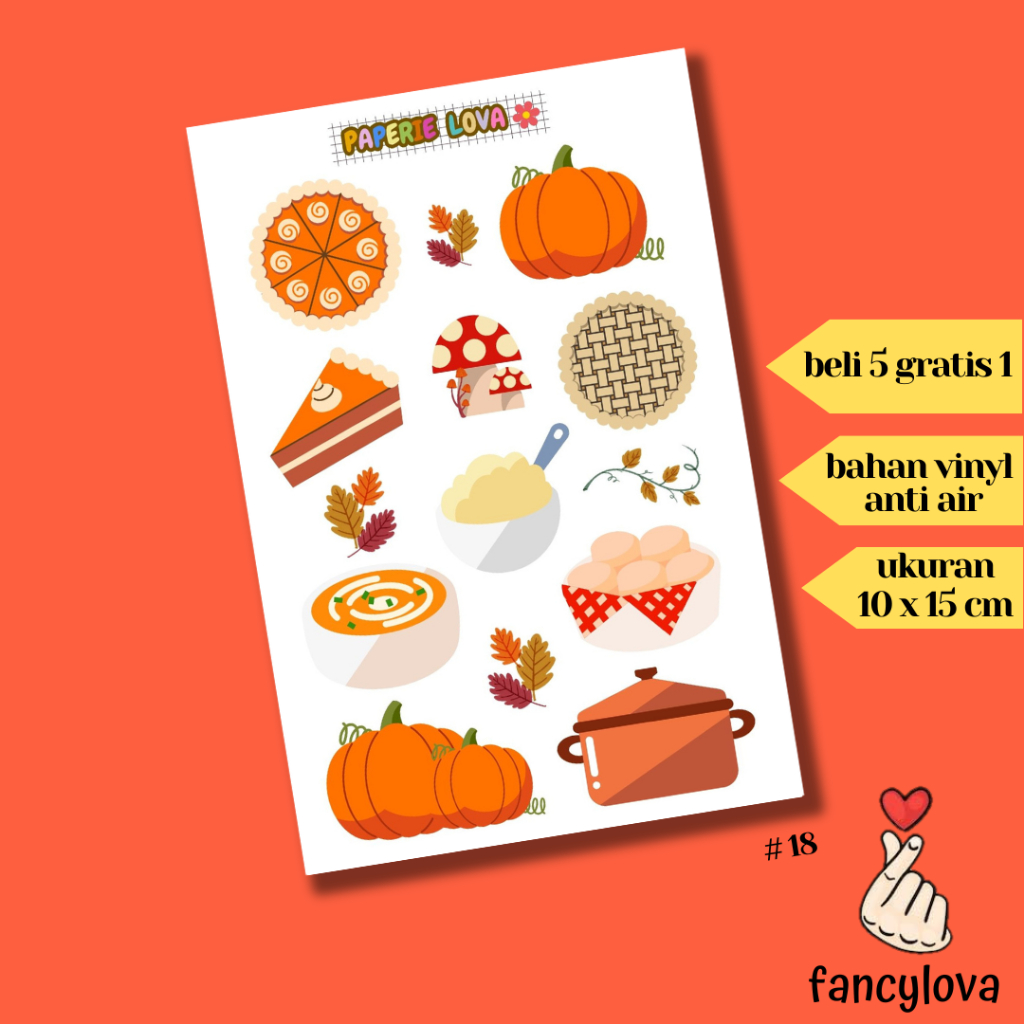 

Stiker Aesthetic Anti Air Vinyl Tumblr Jurnal Scrapbook Sticker Kawaii HP Laptop Autumn Pumpkin Sticker Pack #18