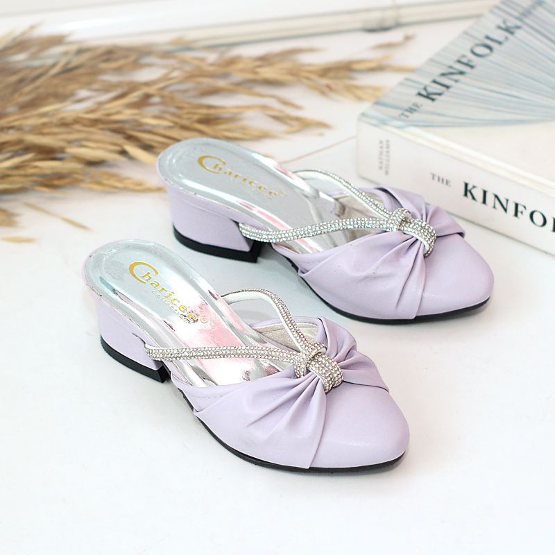 Sandal Pesta Anak Perempuan Hak Tahu 3CM Glossy Permata Vania