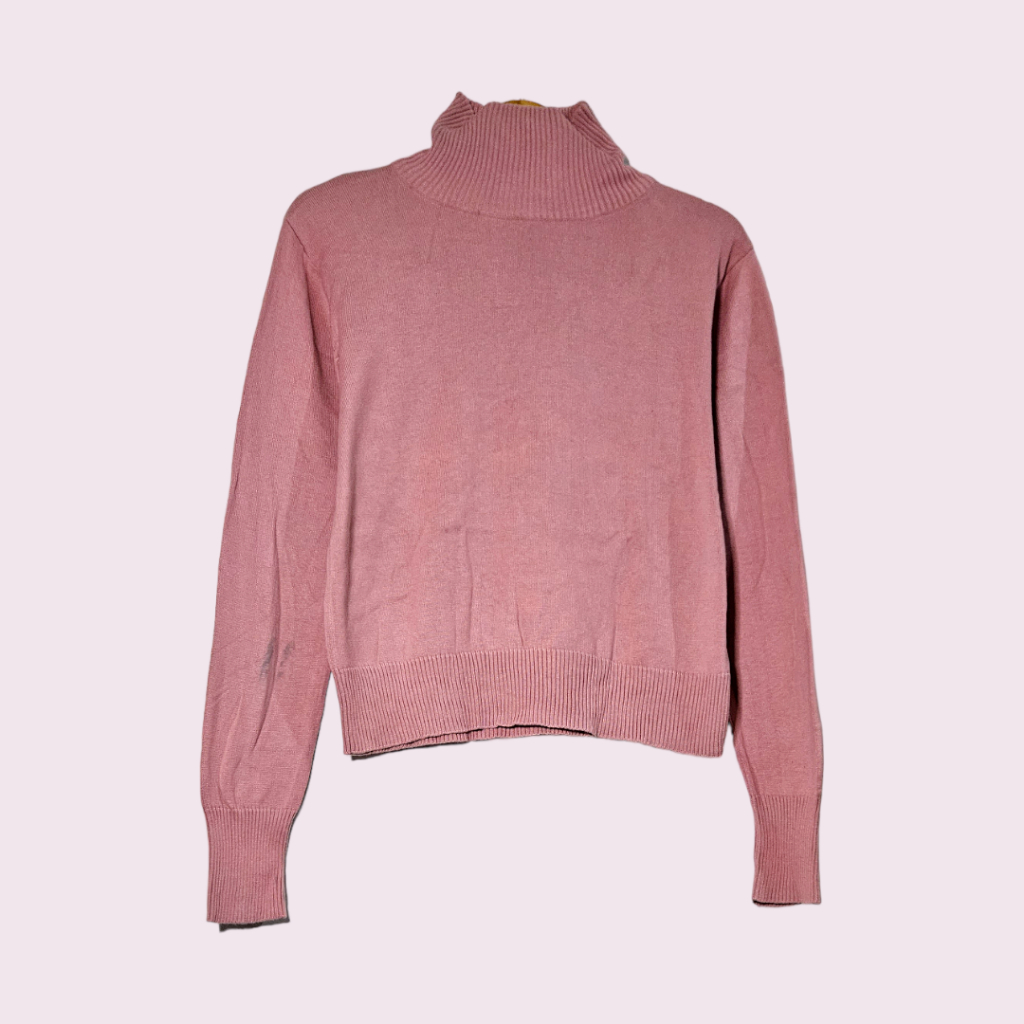 NOCHE Knit Top Pink Turtle Neck Rajut Wanita Size S/M