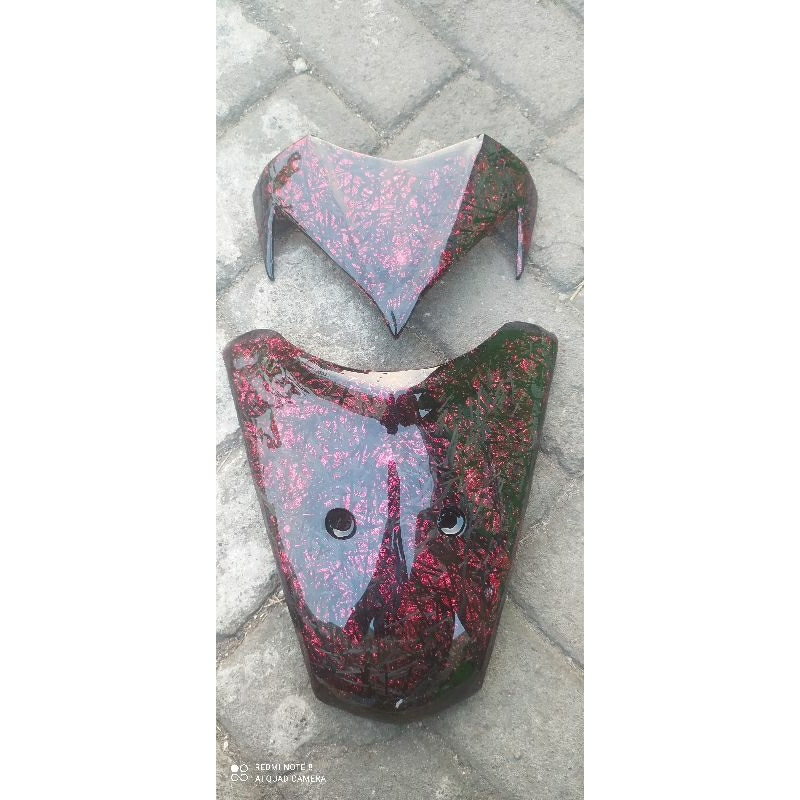 tameng dasi depan SUPRA X 125 + visor Karbon forget