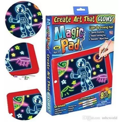 Mainan Anak Papan Tulis Magic PAD Drawing and Writing Pad Led 3D