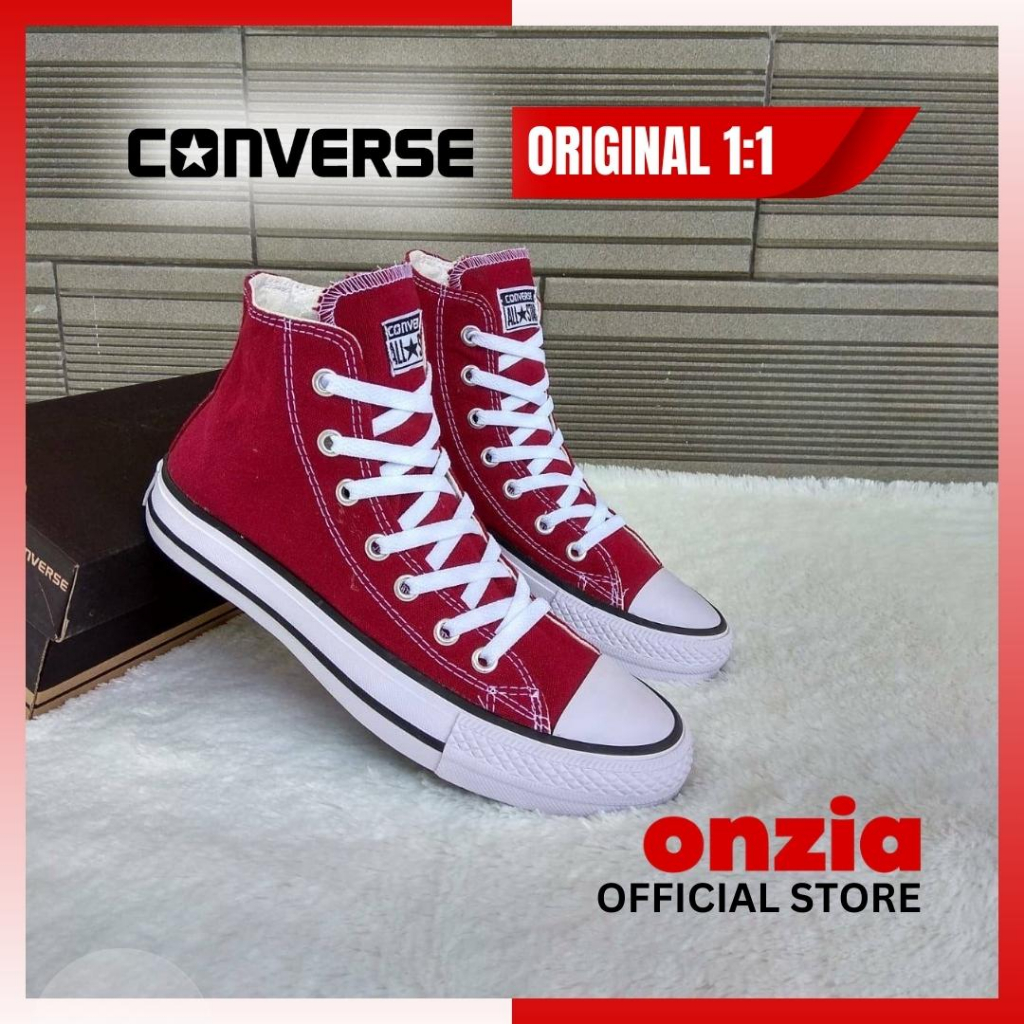 Converse All Star Classic High Sepatu Pria Wanita Sneakers Casual dan Sekolah Original Warna Merah M