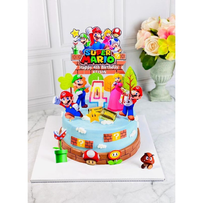 

kue ulang tahun birthday super Mario Bros topper