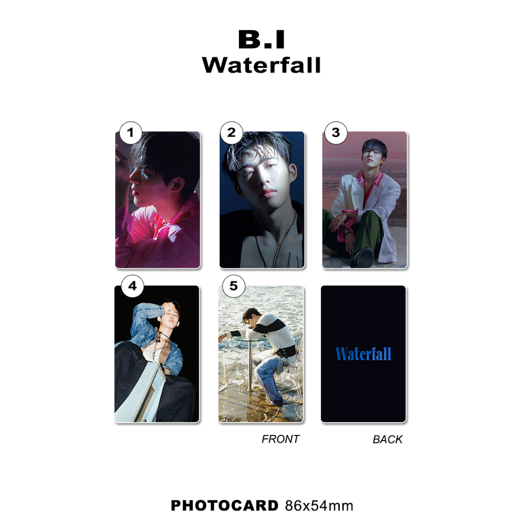B.I [WATERFALL] Kim Hanbin - pc kpop unoff photocard 2 sisi ikon