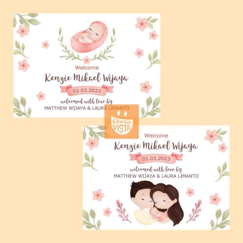 Kartu Bayi First Full Month Girl Manyue Tasyakuran Aqiqah Syukuran Kelahiran Anak Welcome Baby Born 