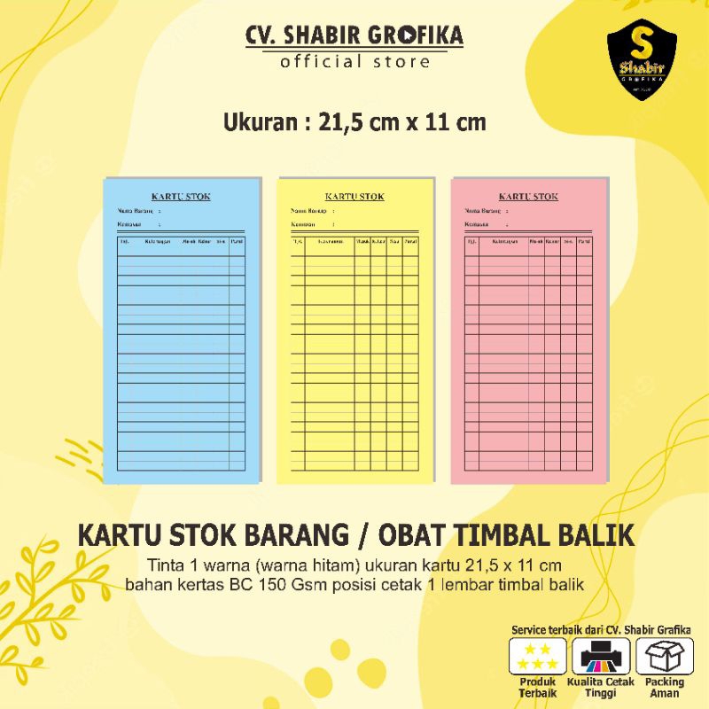 

KARTU STOK BARANG, OBAT, PAKAIAN, MAKANAN