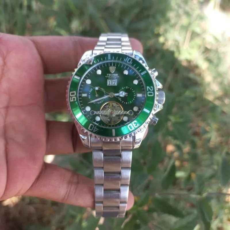 jam tangan mekanik otomatis tevise tourbillon