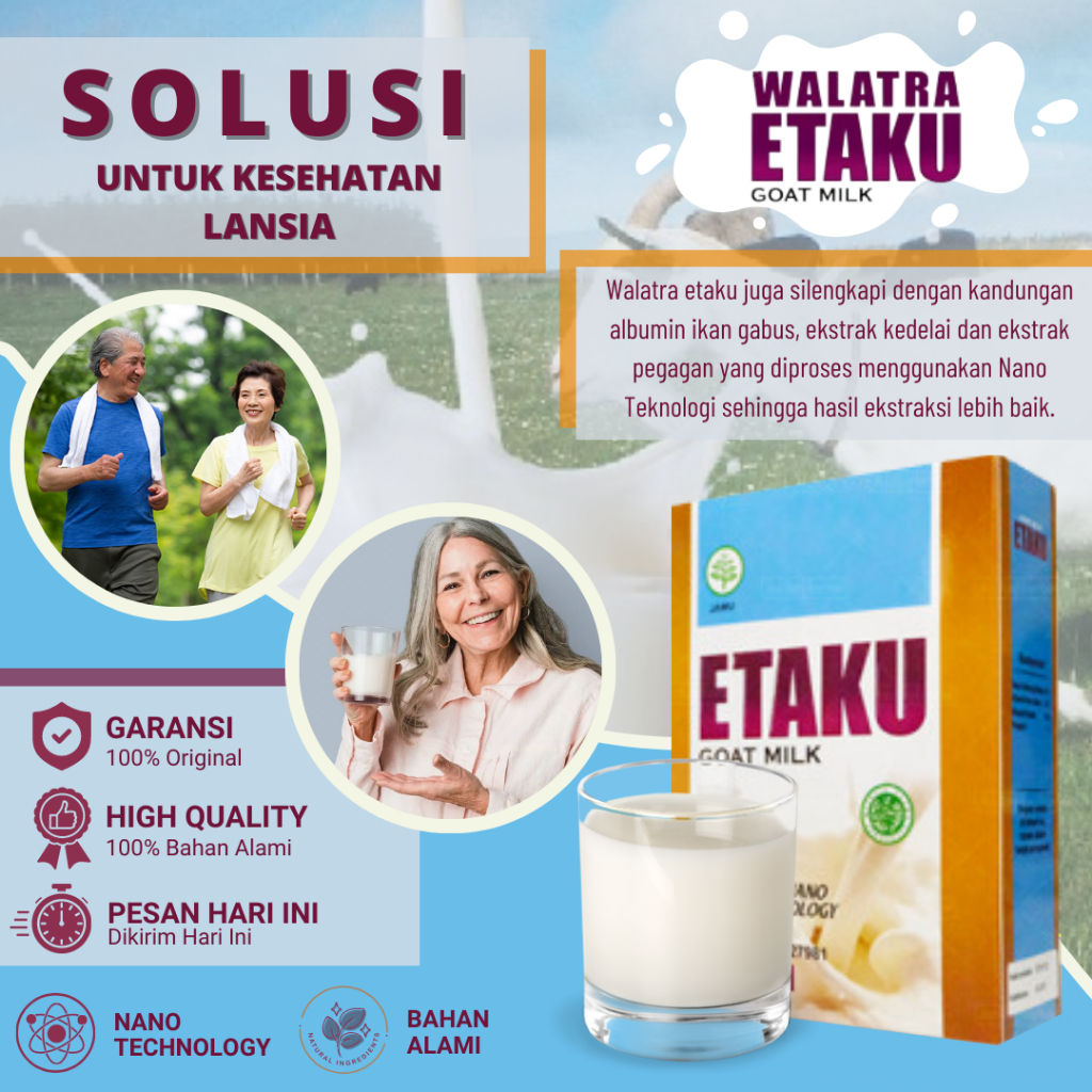 

ETAKU - Susu Kambing Etawa Bubuk Untuk Kesehatan Lansia, Obat Lansia Susah Makan, Susu Untuk Tulang Dan Sendi Lansia, Susu Pelengkap Gizi & Nutrisi Lansia, Penguat Daya Tahan Tubuh Lansia, Susu Pengganti Karbohidrat Untuk Lansia