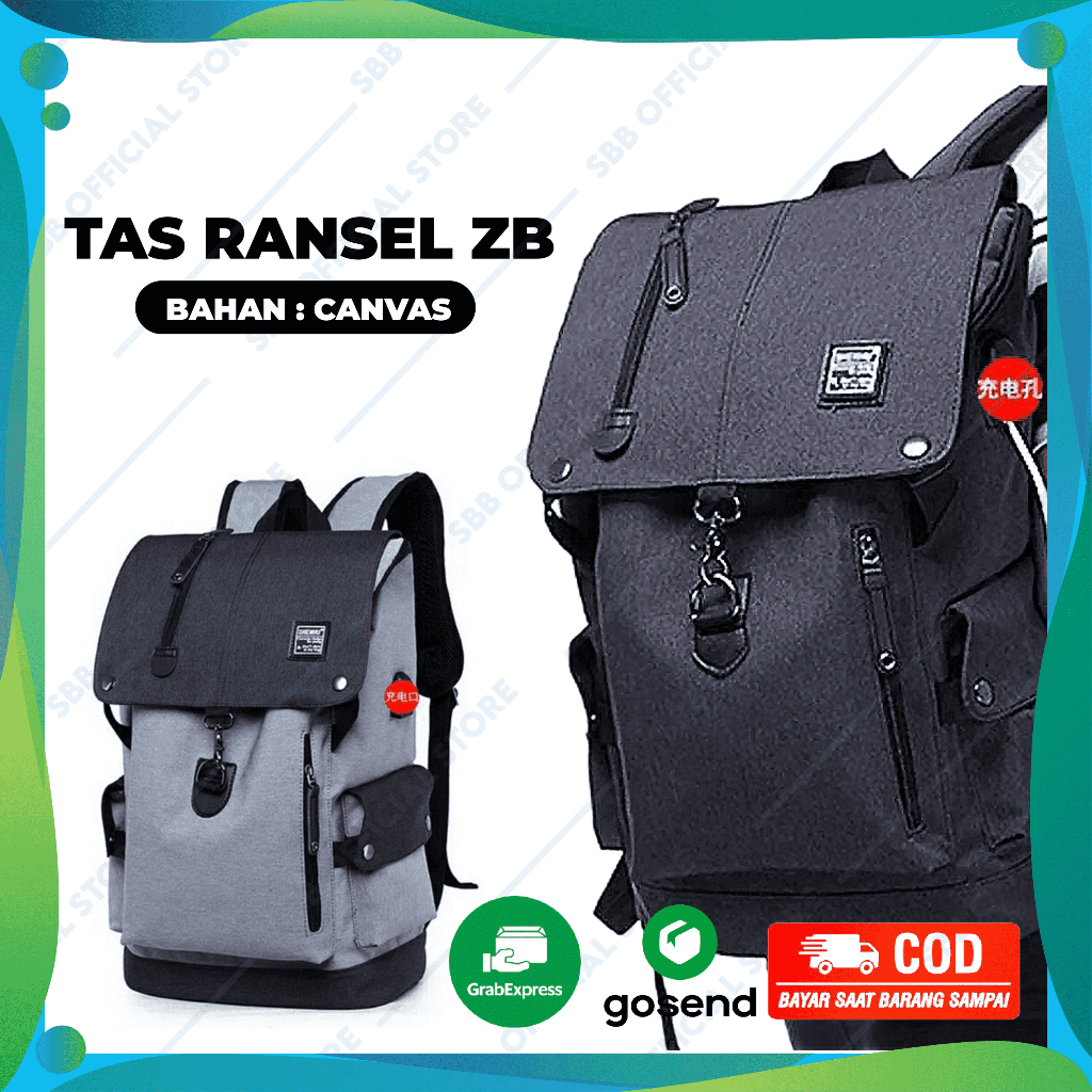 Tas Ransel Pria ZB | ransel ZB tas pria ZB | Ransel punggung ZB tas punggung kanvas tebal keren | Ta