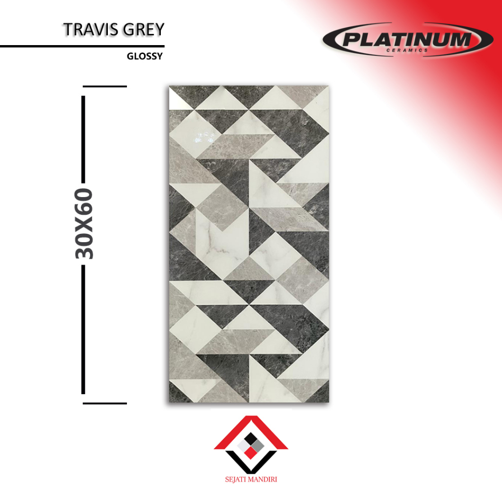 keramik 30x60 - motif mozaik - platinum travis grey