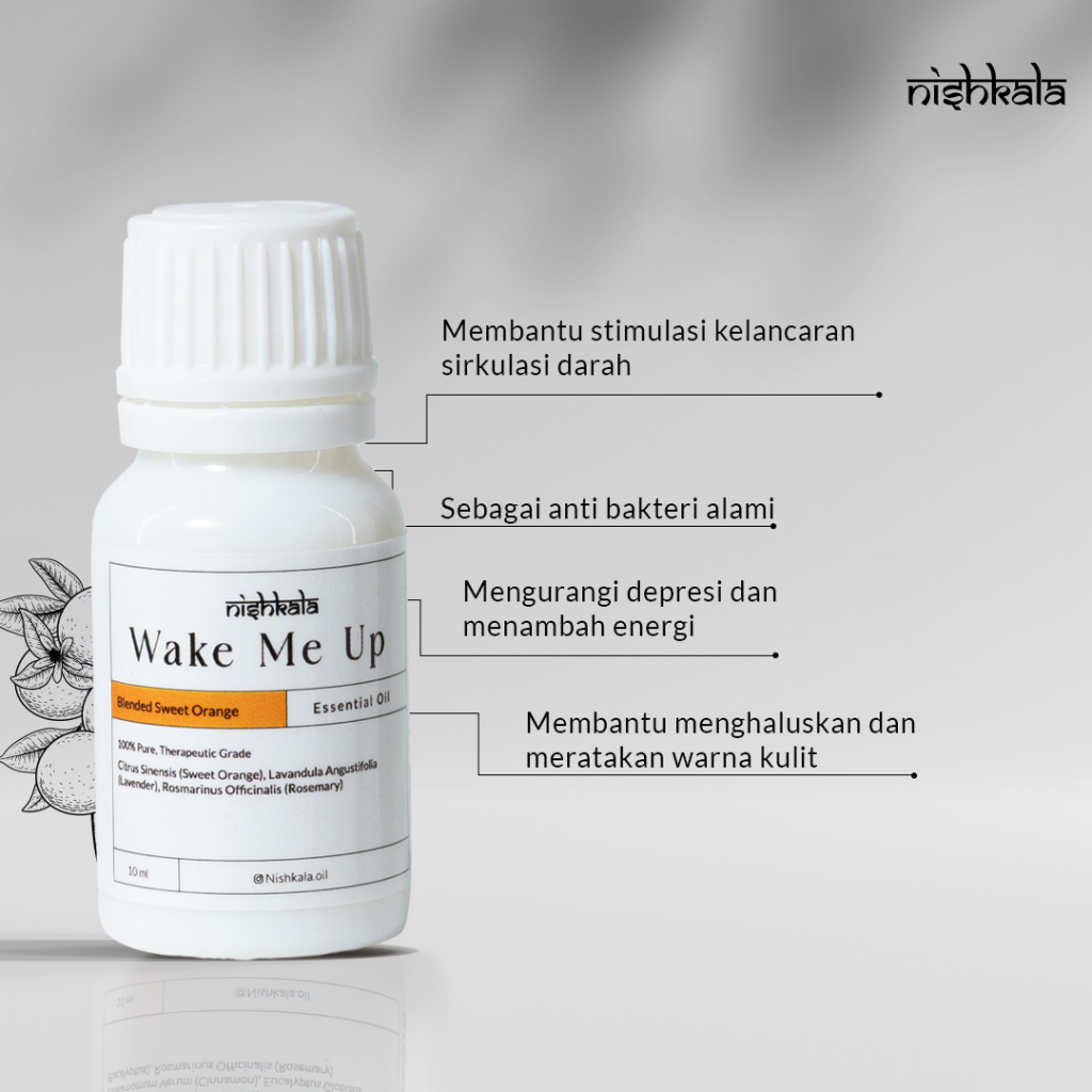 Nishkala Essential Oil – Wake Me Up | Blended Sweet Orange | Orange | Lavender | Rosmary