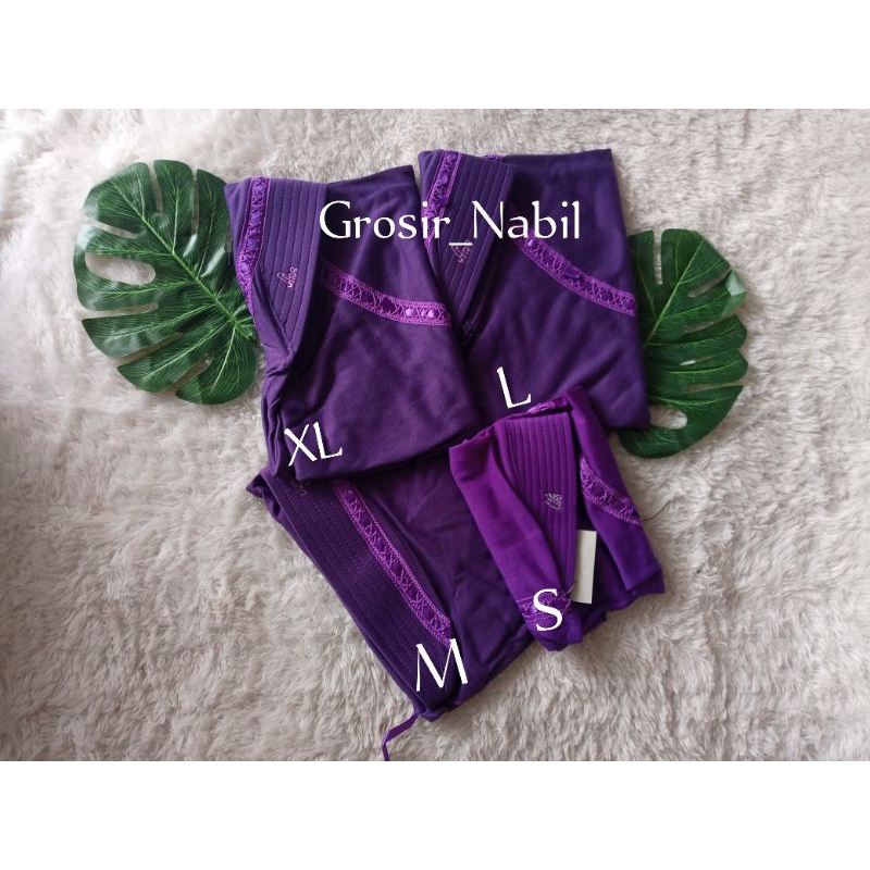 Jilbab Sekolah Anak Ungu Tua Serut Pita Paud TK SD SMP SMA