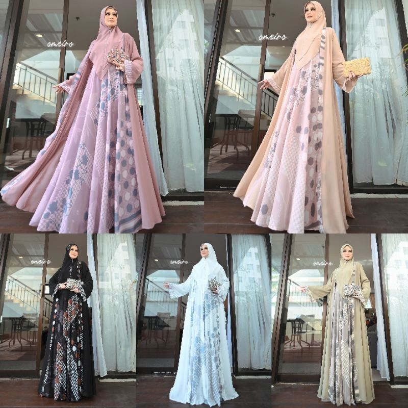 (pN) OMEIRO BEYZA Baju Set Gamis dan Outer Wanita Muslima Queen Beyza Series By Omeiro. Nazra Sha