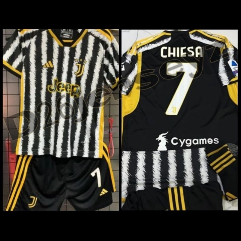Jersey KIDS Juventus Home Baju Bola Anak 2023 / 2024 + Cetak Nameset Font OFFICIAL Full Patch