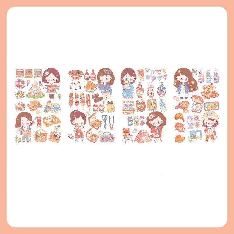 

AS Stiker Kartun Sweetheart Girl Sticker Tenda Genggam Kreatif Lucu 4 Pcs