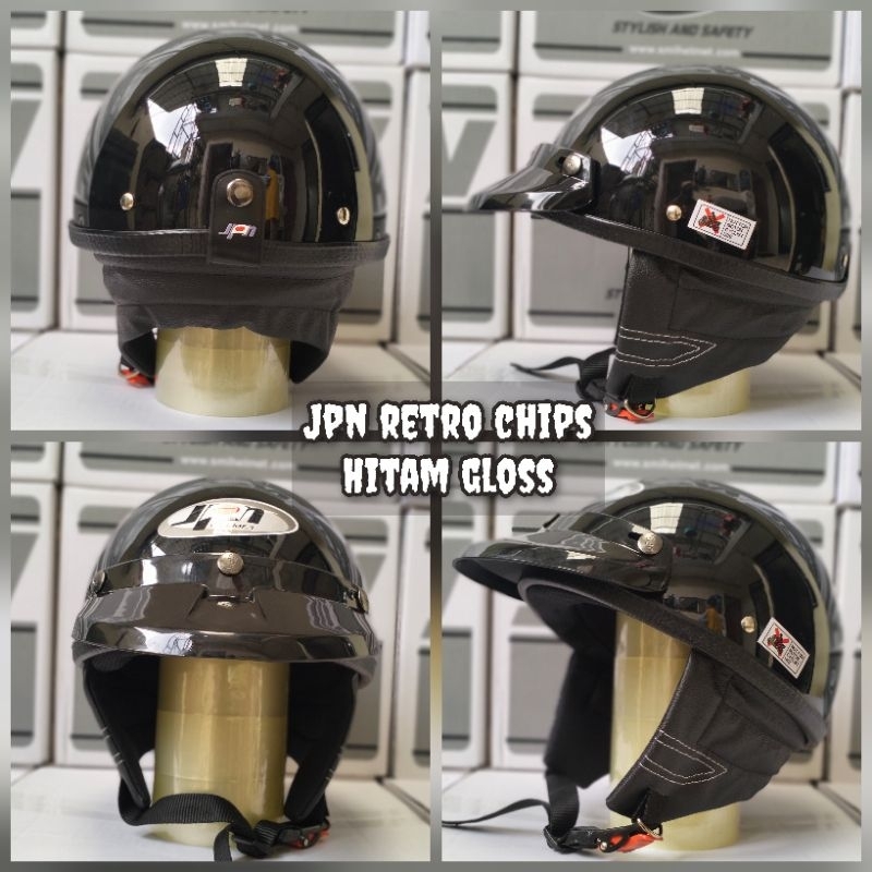 Helm Chip Merek Jpn Warna Hitam glossy