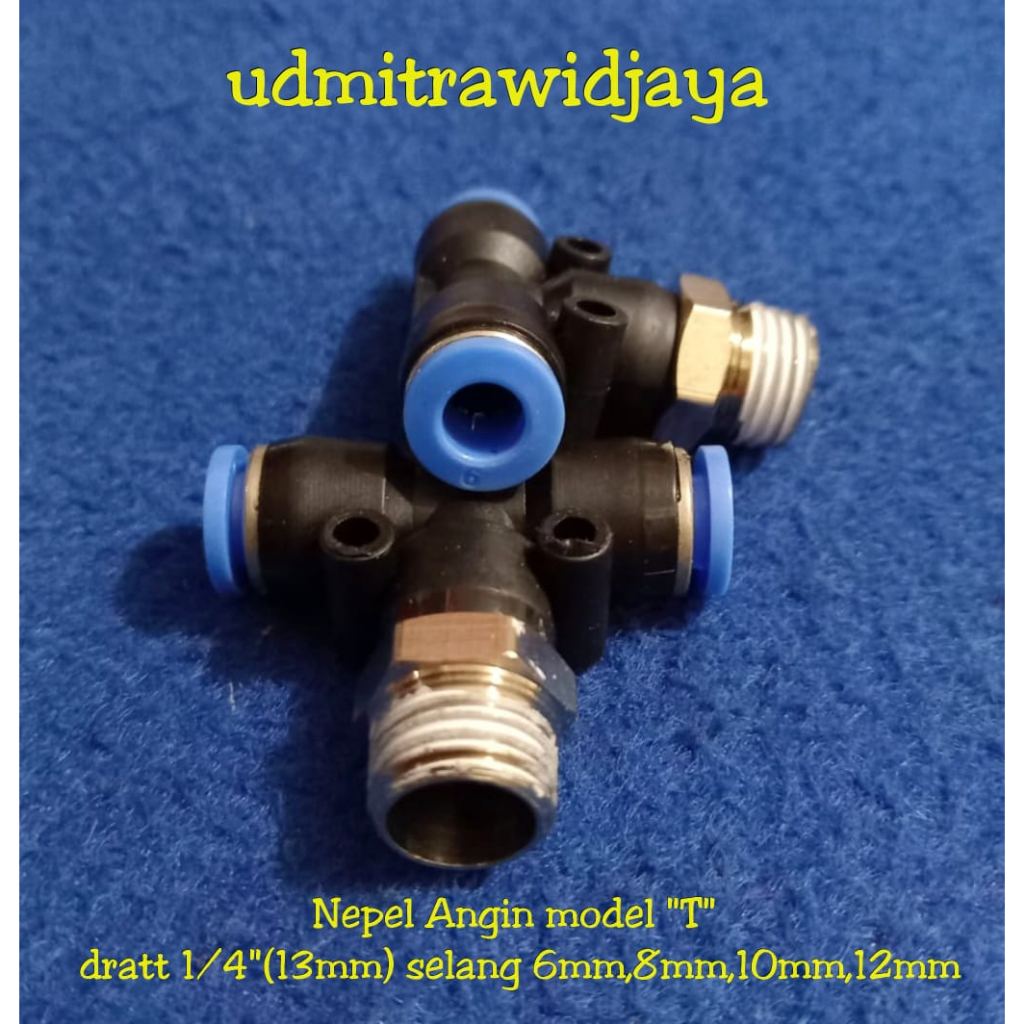 Fitting pneumatic drat 1/4 inch 1/4"/ sambungan selang angin 8mm Model T dratt 1/8 , 1/4 , 3/8 , 1/2