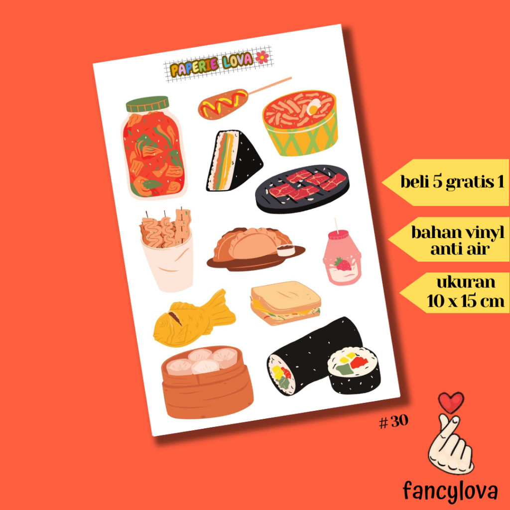 

Stiker Aesthetic Anti Air Vinyl Tumblr Jurnal Scrapbook Sticker Kawaii HP Laptop Korean Food Sticker Pack #30