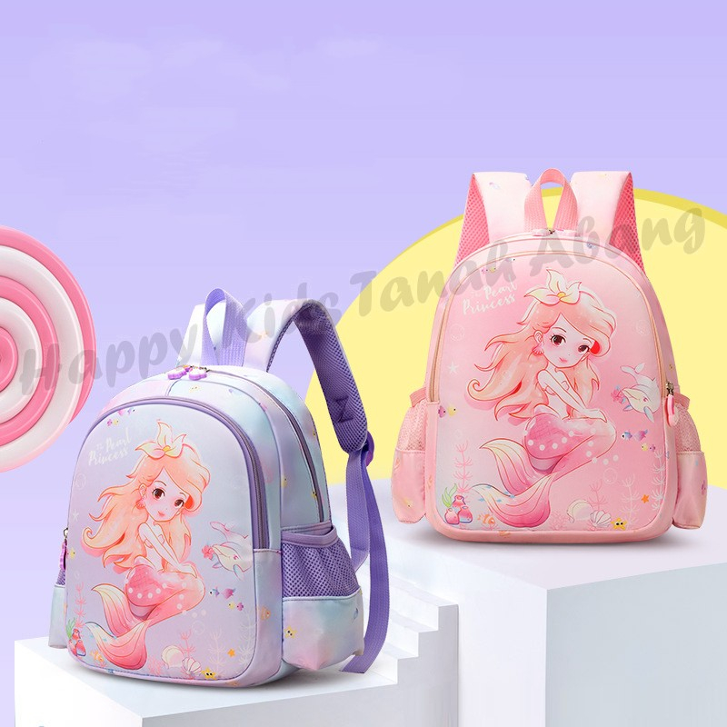 TAS SEKOLAH ANAK TK SD / TAS RANSEL ANAK PEREMPUAN MOTIF KARTUN MERMAID LUCU KEKINIAN / TAS ANAK MURAH BERKUALITAS