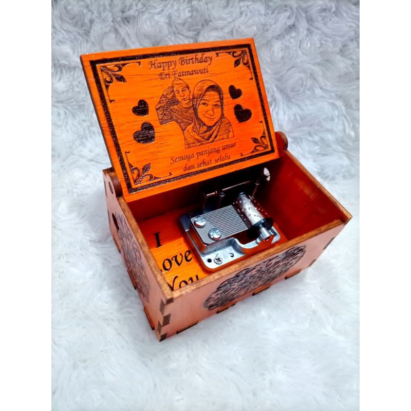 Kotak Musik Kayu vintage wooden Custom (Besar) | Kotak Musik HBD | Box Musik | Hadiah Ulang Tahun