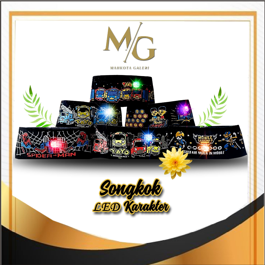 Songkok Lampu LED / Songkok Anak / Songkok Tayo / Songkok Upin Ipin / Songkok mobile Legend