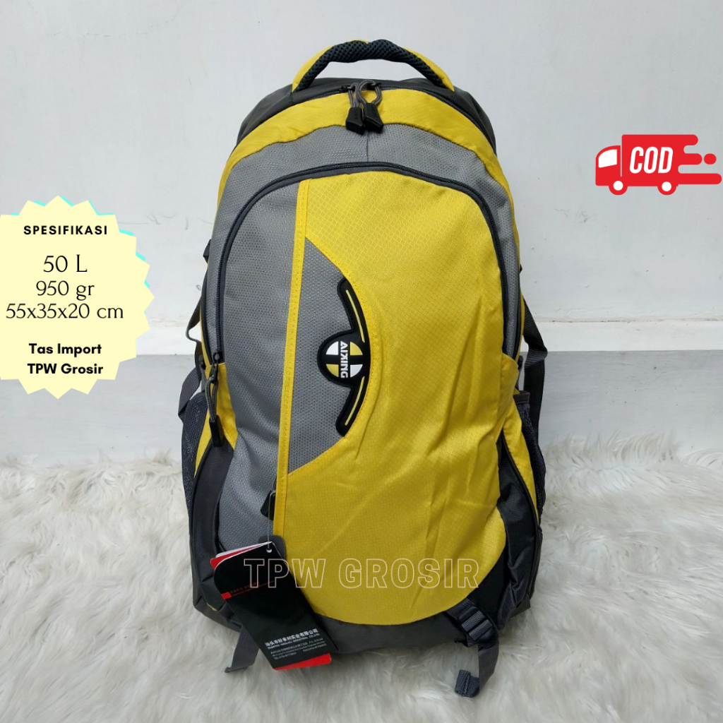 Tas Ransel Gunung Hiking Backpack Pria Perempuan Laki Laki Wanita Traveling Bag 50 Liter Anti Air Mu