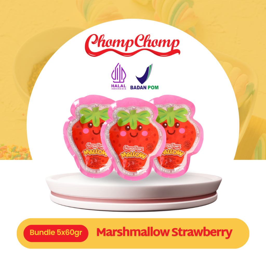 

Snack Marshmallow Chompchomp Strawberry 60gr Isi 5 Bungkus