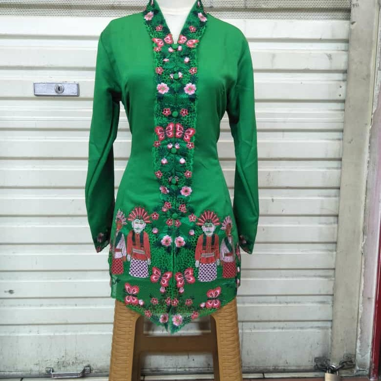 Atasan Kebaya Encim Lengan Panjang Bordir - Merah,