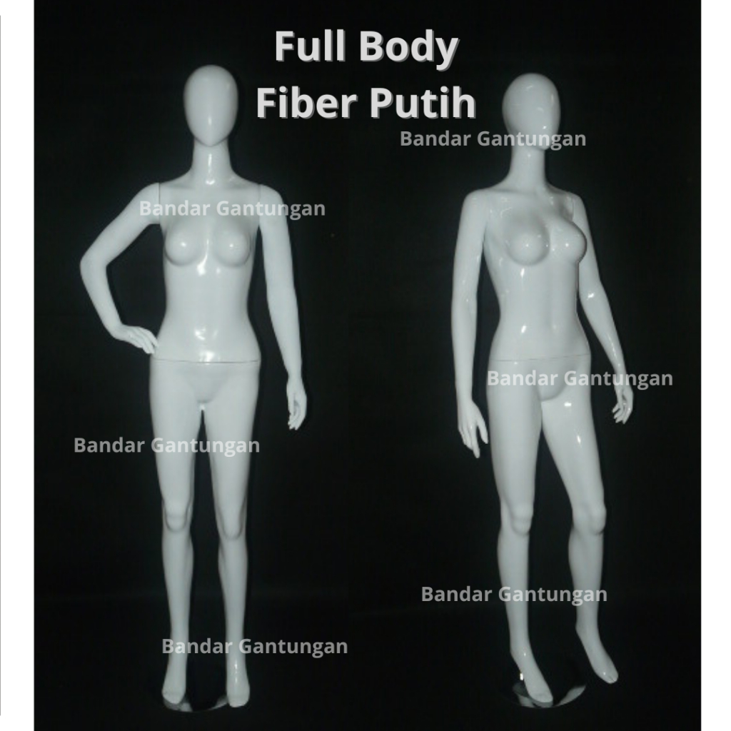 Patung Manekin Full Body Fiber Cewek Alien Putih Glossy Display Pakaian Patung Perempuan - SET C