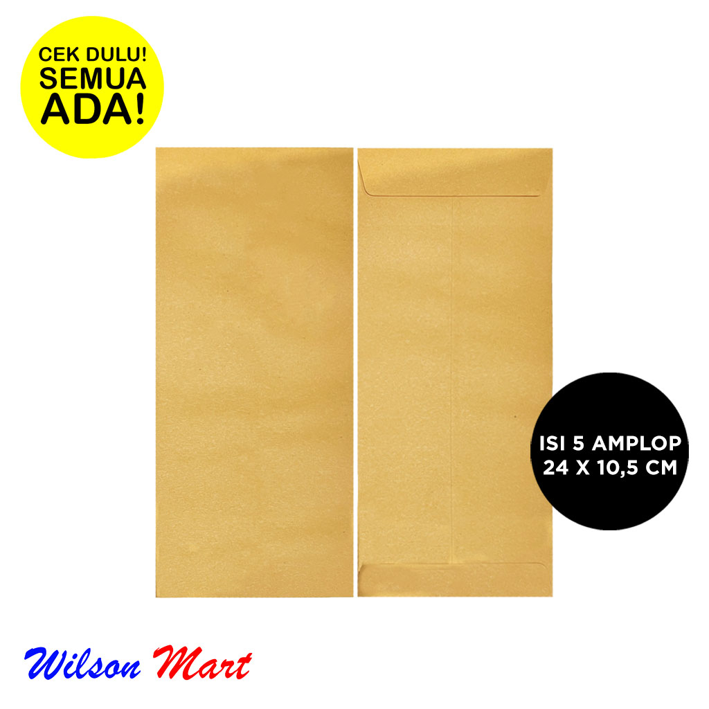 

AMPLOP COKLAT PANJANG PER PAK ISI 5 PCS 24 X 10,5 CM