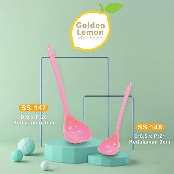 [ISTY] irus plastik pink / sendok soup pink golden lemon ss 148 / irus kuah golden sunkist