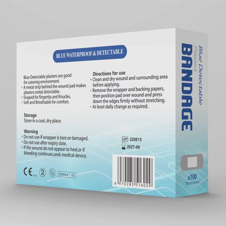 100 Pcs Band Aid Biru / Perban Anti Air PE Luka Jahitan / Perban Terdeteksi Logam Premium Terbaik