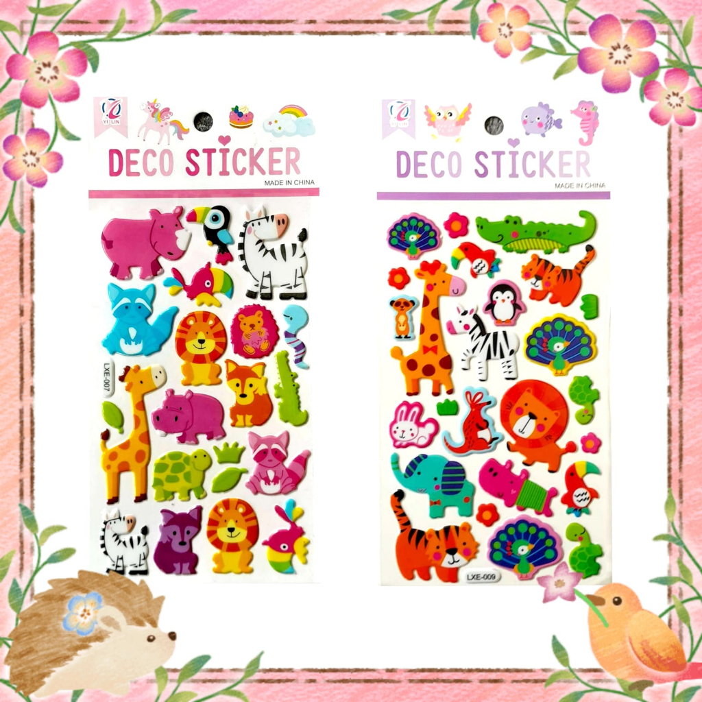 

Sticker Timbul Gambar Tempel Stiker Anak Karakter Hewan Kebun Binatang Zoo II