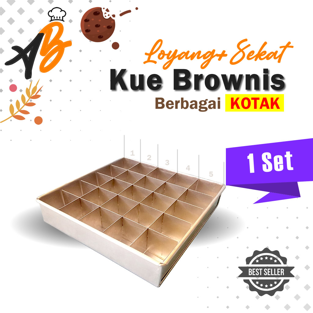 Loyang Sekat Brownies Persegi / Cetakan Kue Brownies / Cetakan Brownies Sekat Aluminium Tebal