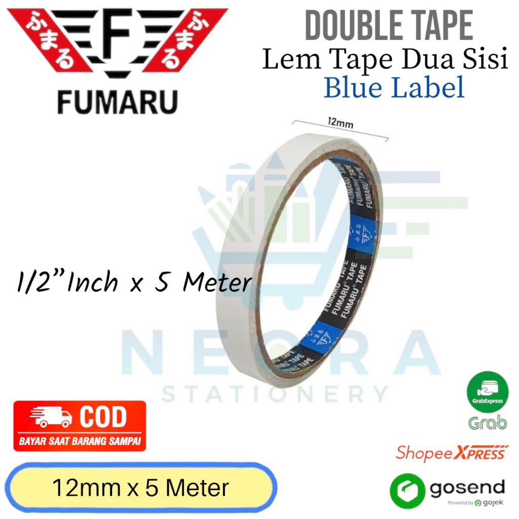 

Double Tape Lakban Fumaru 12mm x 5 M (Blue Label)