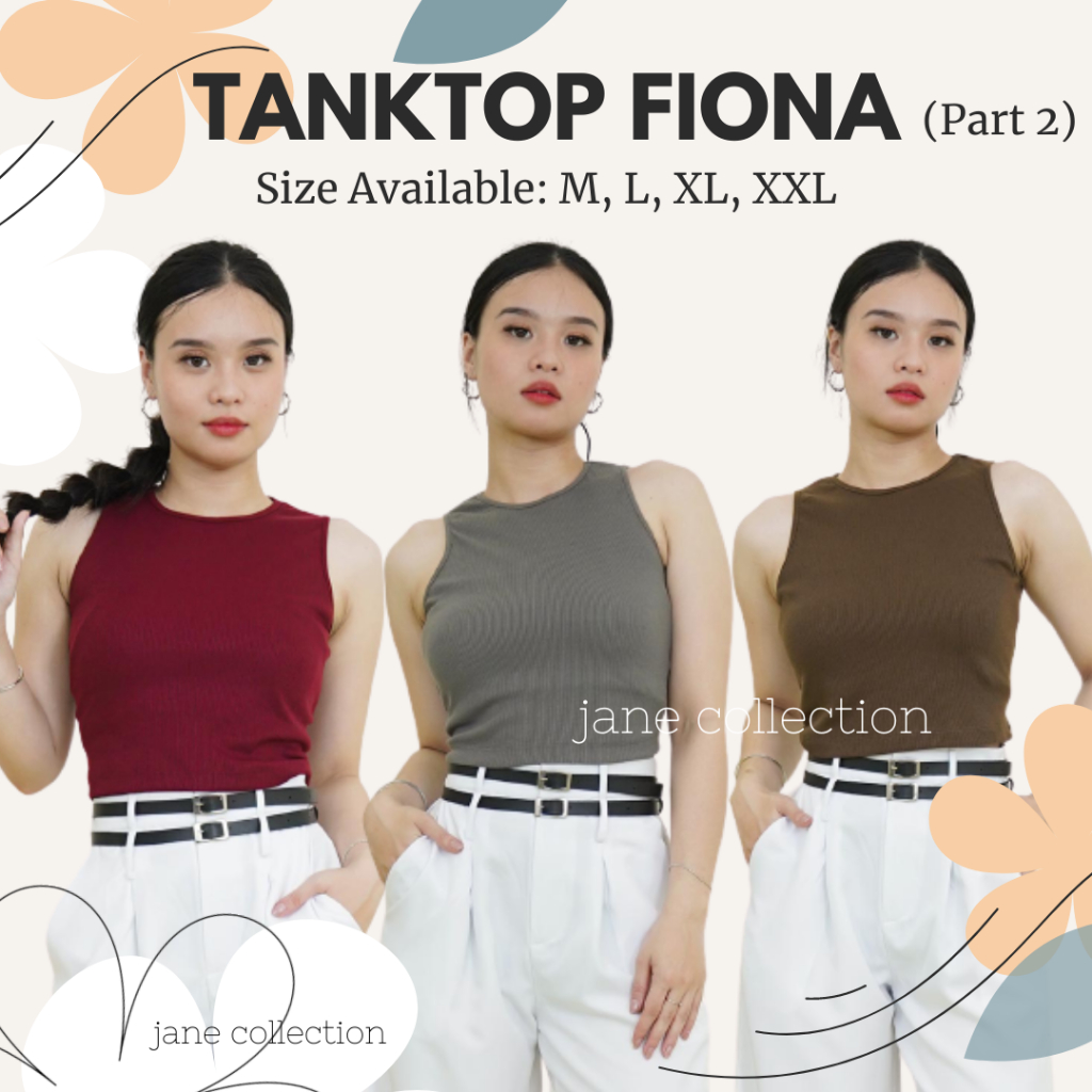 JANE COLLECTION || Tank Top Polos Inner Blazer Wanita Bahu Lebar O Neck Rib Camisole Tengtop Cewek R