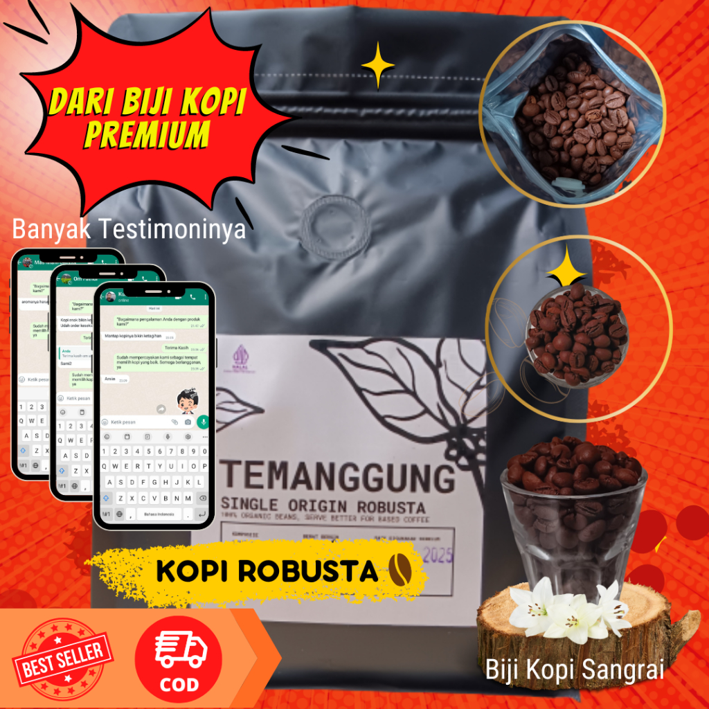 

Kopi Temanggung Robusta Biji Sangrai Murni 100% Asli 1kg