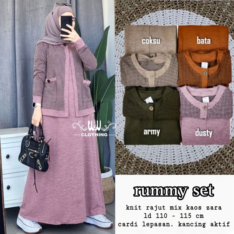 GAMIS RUMMY KANAYA MAXY SET/BAJU ONESET MUSLIMAH/MAXI DRESS INNER DAN OUTER/Almahyra