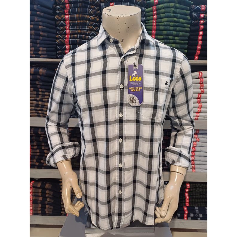 KEMEJA LOIS PRIA ORIGINAL 100% BERKUALITAS PUTIH KOTAK PROMO