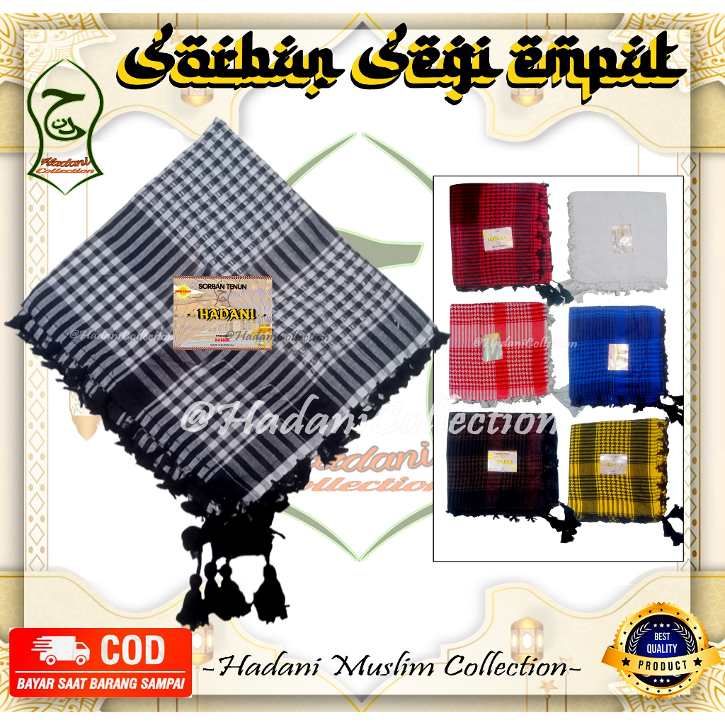 Original Sorban Segi Empat / Sorban Hadani / Sorban Muslim / Sorban Arab / Sorban Habib / Sorban