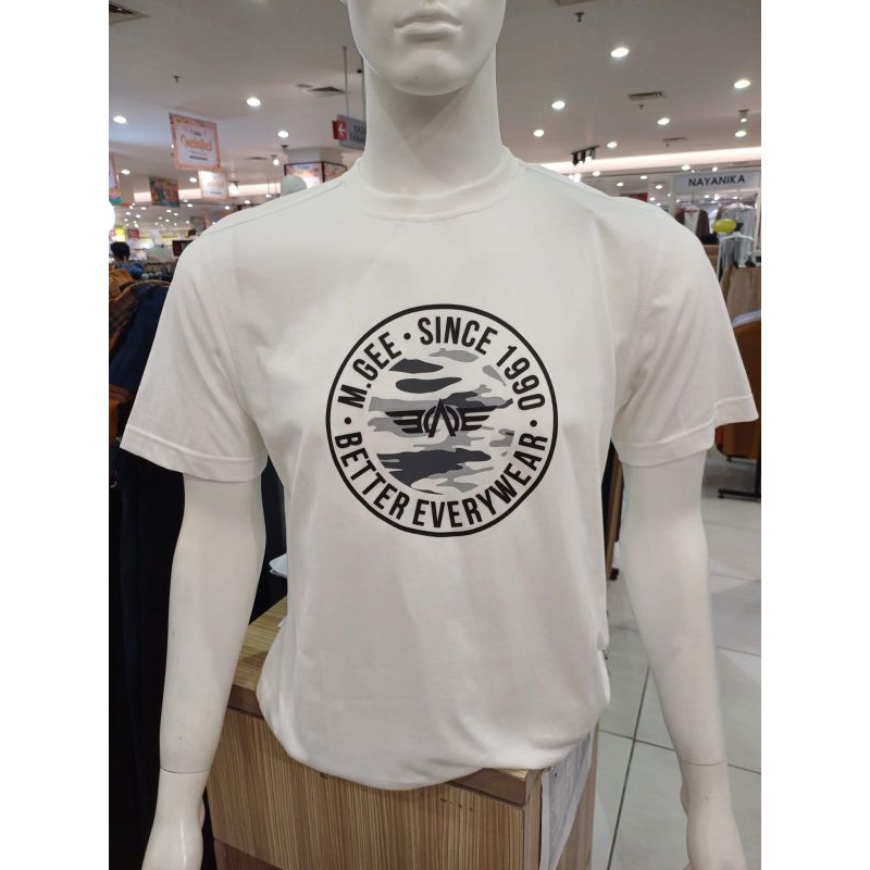 T-SHIRT KAOS M.GEE PRIA ORIGINAL SLIMFIT PUTIH PROMO