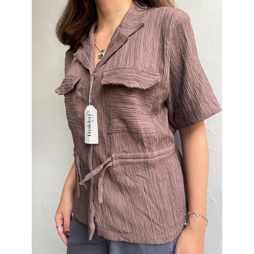Adele Shirt 223 - Kemeja Wanita Basic Korea Rakku - Atasan Top Kerja