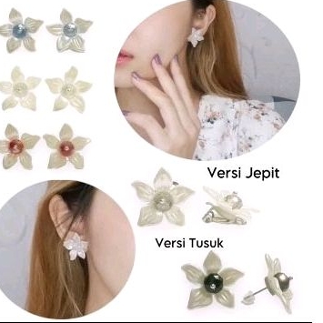 Anting hijab, anting kelopak bunga, anting klip, anting bunga, anting hijab.