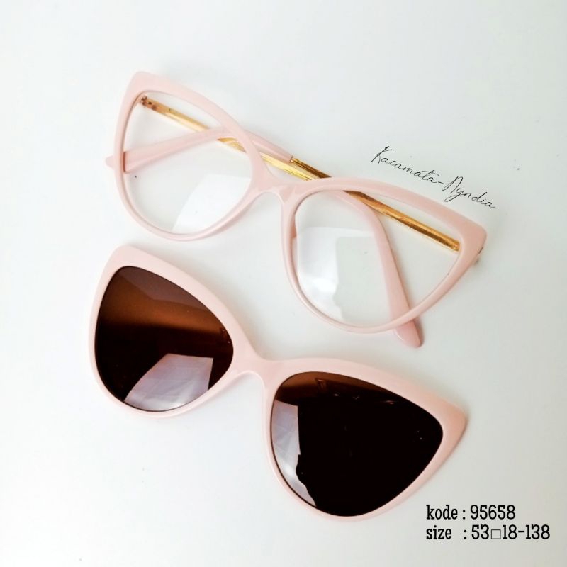 Nyndia - Kacamata Wanita Clip On Cat Eye 95658
