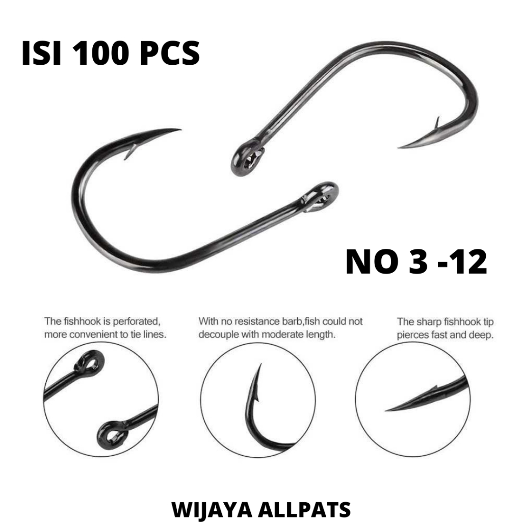 Kail Pancing 1 Set Box Kail Pancing Isi 100 Pcs Kail Pancing Super Tajam Kuat Kail Pancing Carbon Ka