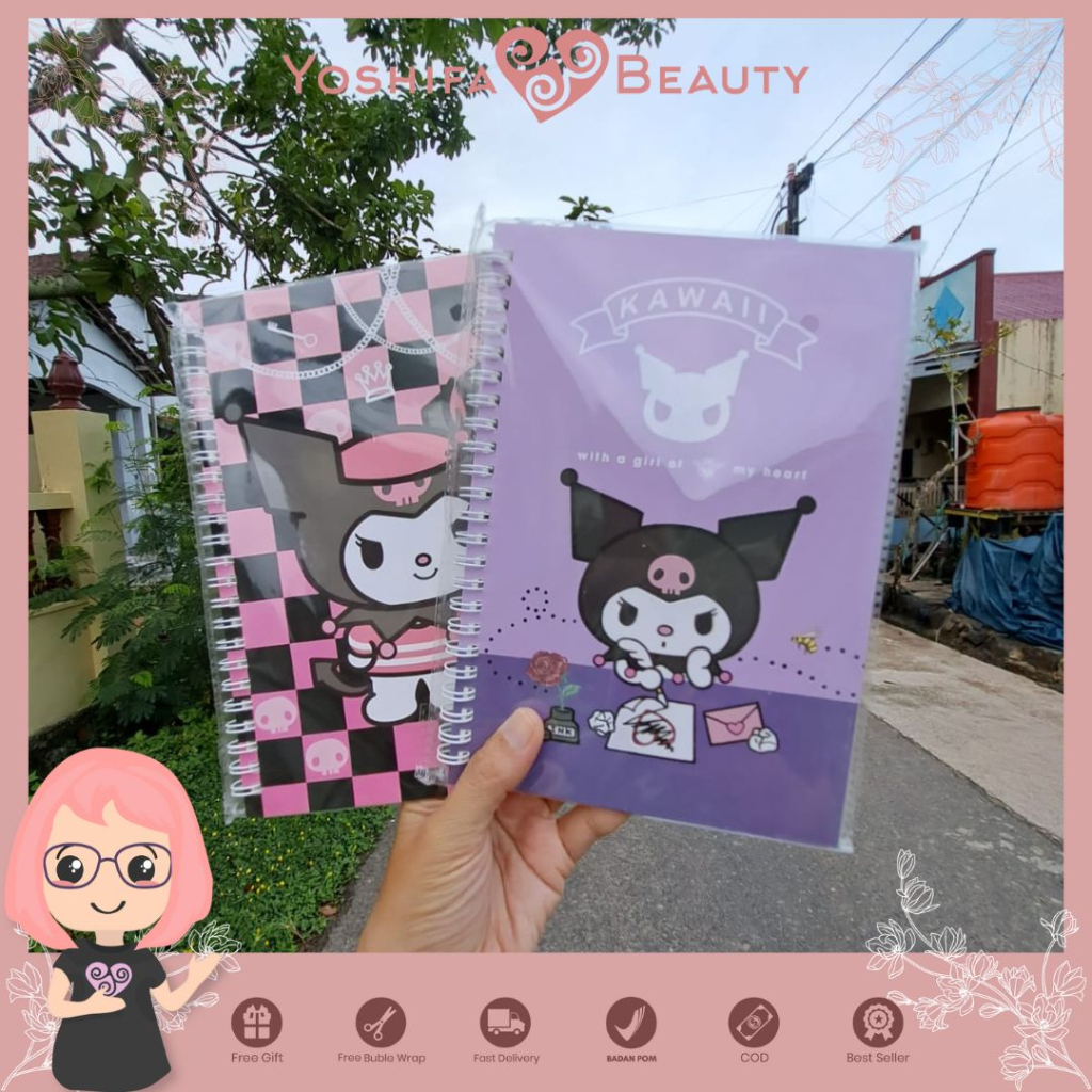 

Notebook Ring A5 Lucu Kuromi Sanrio | Buku Spiral Aesthetic Scrapbook Cute Imut