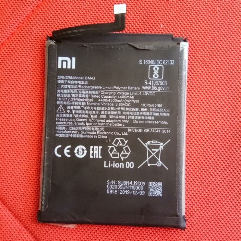 Baterai Batre Battery untuk Redmi Note 8 Pro BM4J Original Copotan