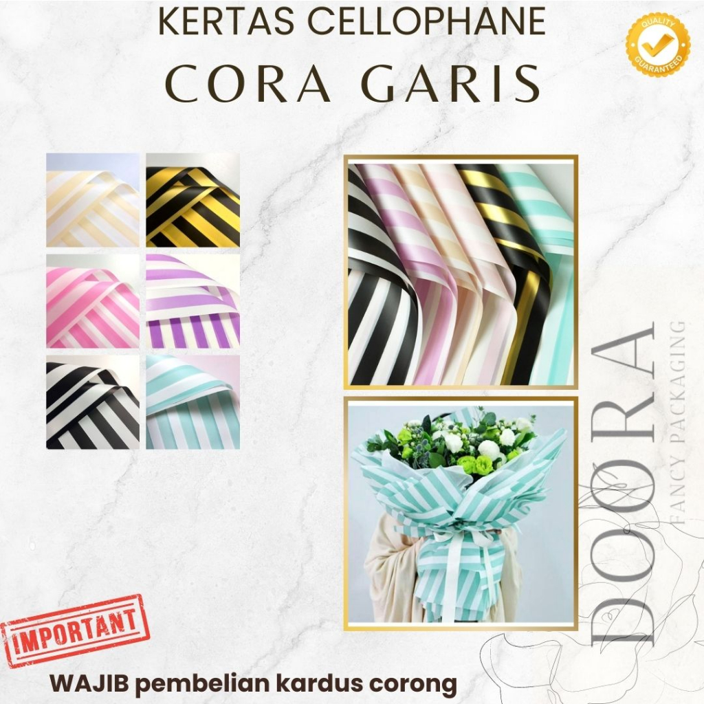 

Kertas Cellophane Buket Bunga Garis Vertikal Cora [20lembar]