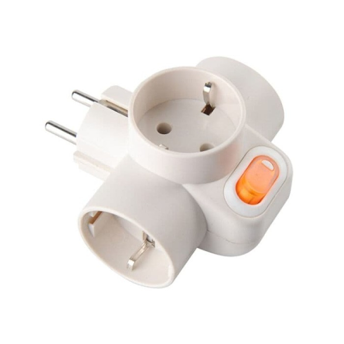T Multi Uticon + Saklar on off / Stop kontak kaki 3 / T