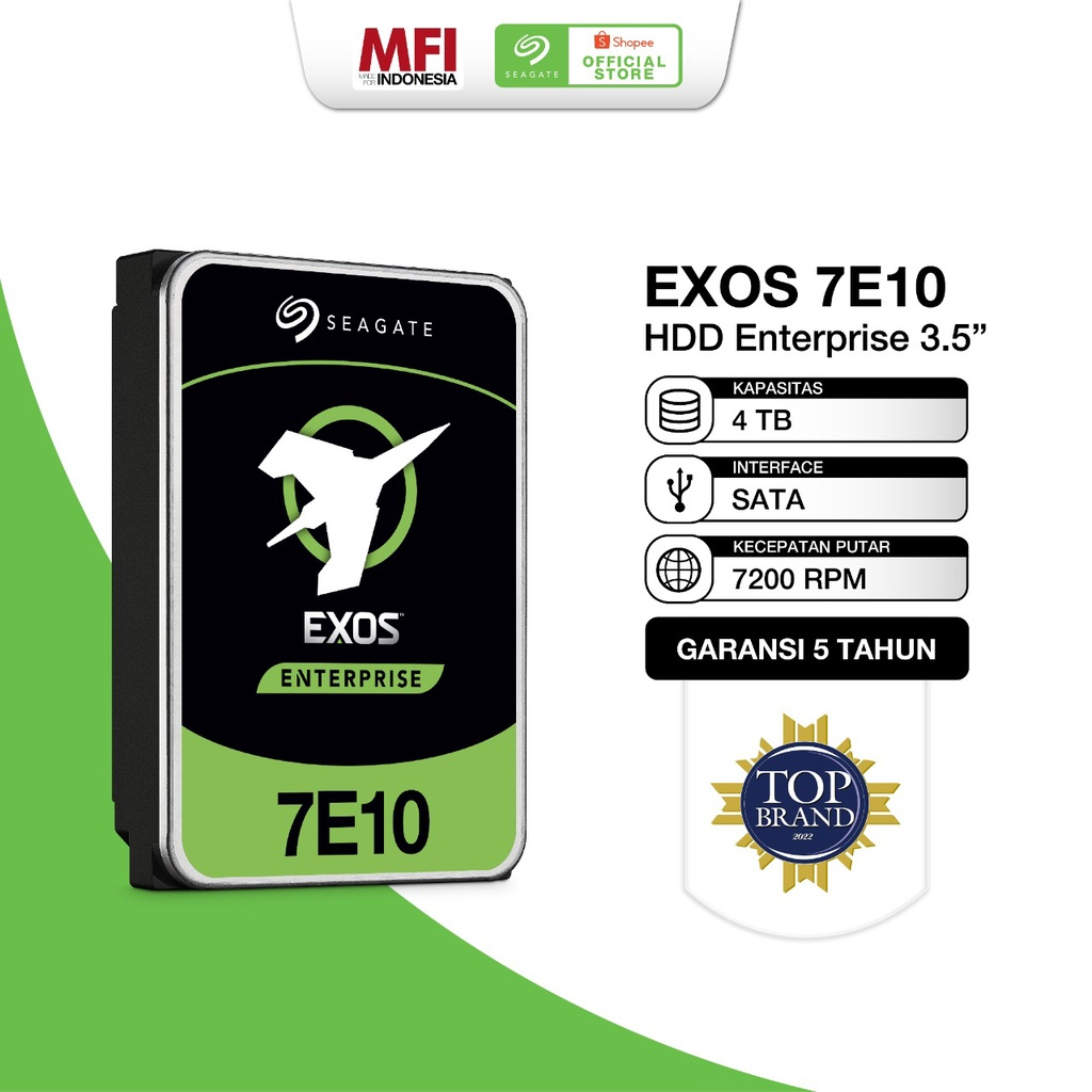 Seagate EXOS 7E10 HDD / Hardisk Enterprise 4TB SATA 7200RPM